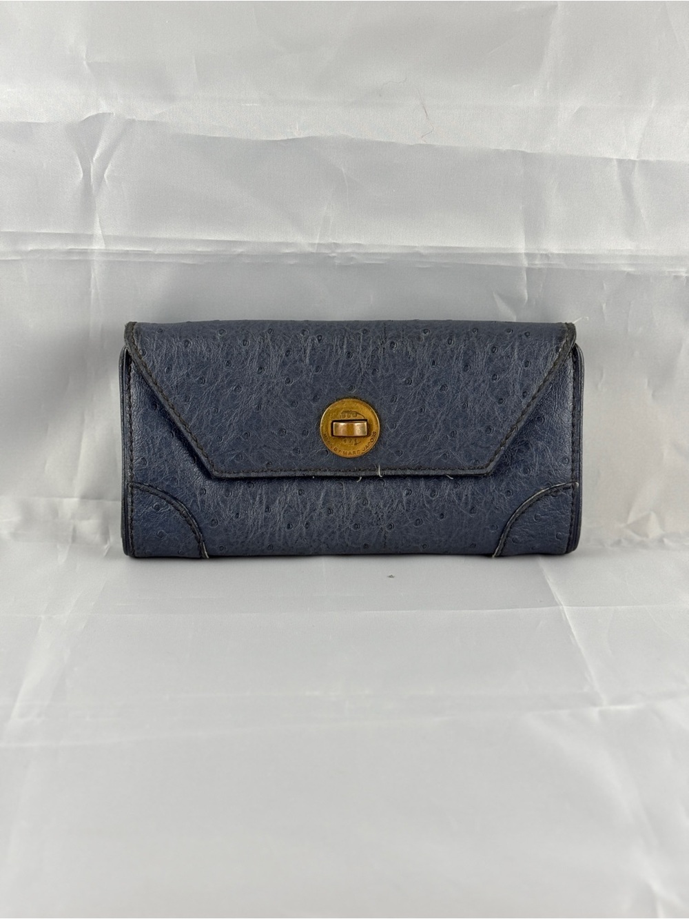 Marc by Marc Jacobs Navy Ostrich-Embossed Leather Trifold Wallet